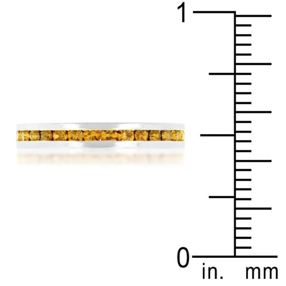 Eternity Ring with Swarovski Yellow Topaz Crystals Stackable New - Picture 3 of 3